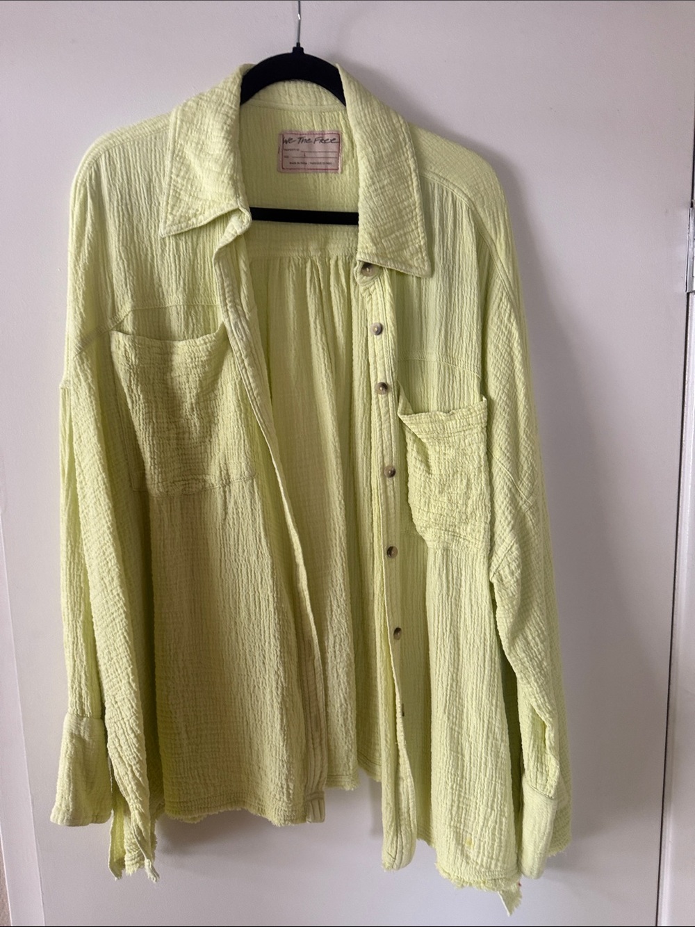 We The Free Pale Lime Textured Button-Down Shirt